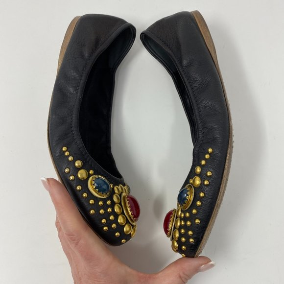 miu miu leather studded & jeweled slip on flats - Picture 4 of 7